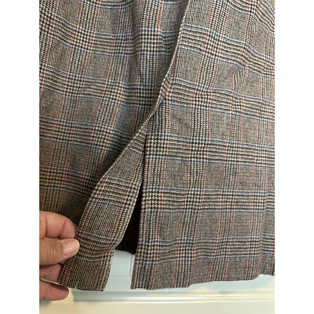 Vintage Union Made A-Line Plaid Midi Length Wool‎ blend Plaid Skirt 13/14 school